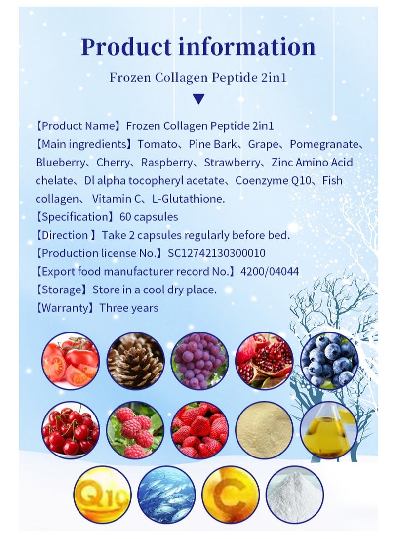 Wins Town Frozen Collagen 2 In 1 Whitening 10X Premium Collagen Peptide 30000 Mg And L- Glutathione 10000 Mg 60 Capsule  - Image 4