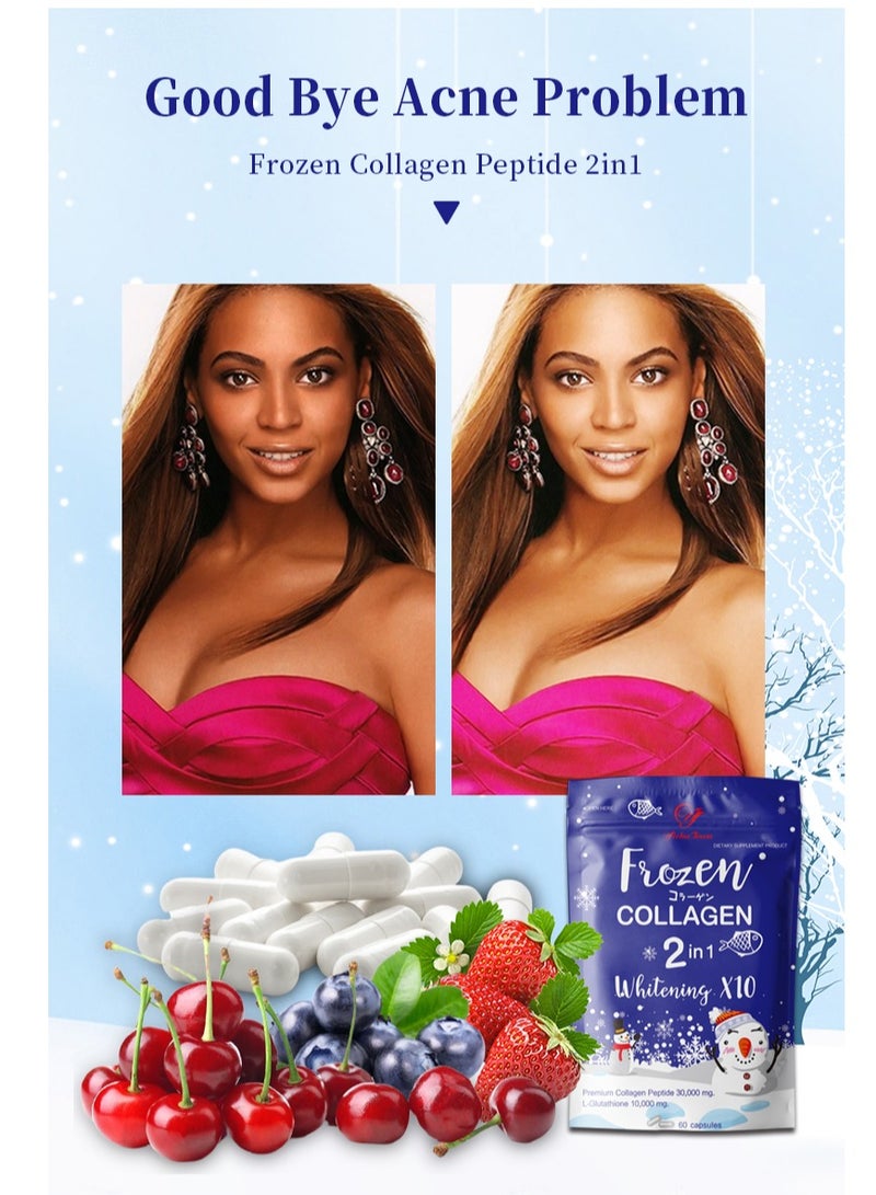 Wins Town Frozen Collagen 2 In 1 Whitening 10X Premium Collagen Peptide 30000 Mg And L- Glutathione 10000 Mg 60 Capsule  - Image 5