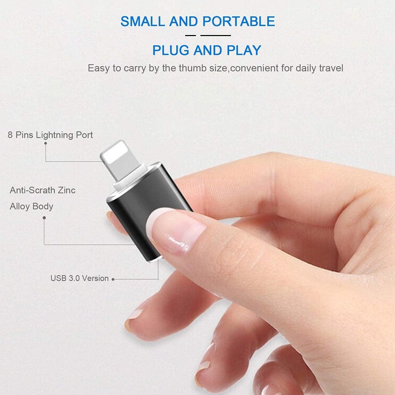 esbeecables (Apple MFi Certified)Lightning Male to USB3.0 Female Adapter OTG Cable,2 Pack Portable USB Camera Adapter OTG Data Sync Cable for iPhone13/12/11/Xr/X/XS/8/7/Card Reader/Flash Drive/Mouse/MIDI Keyboard - Image 2