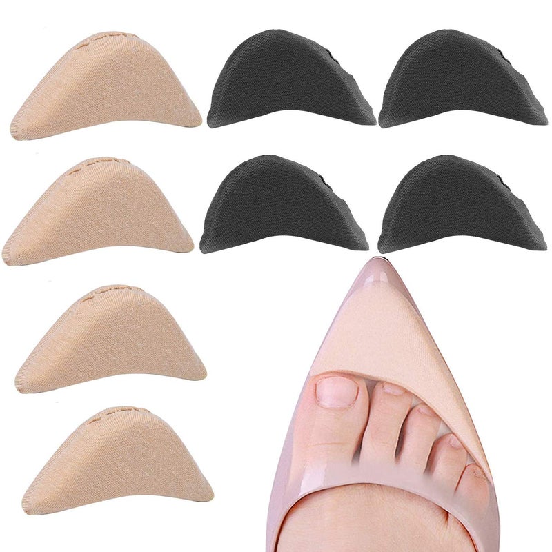 EACOZY Toe Inserts for Shoes Too Big 4 Pairs Shoe Inserts for Women Men Foam Toe Filler Shoe Fitters Black and Beige 
