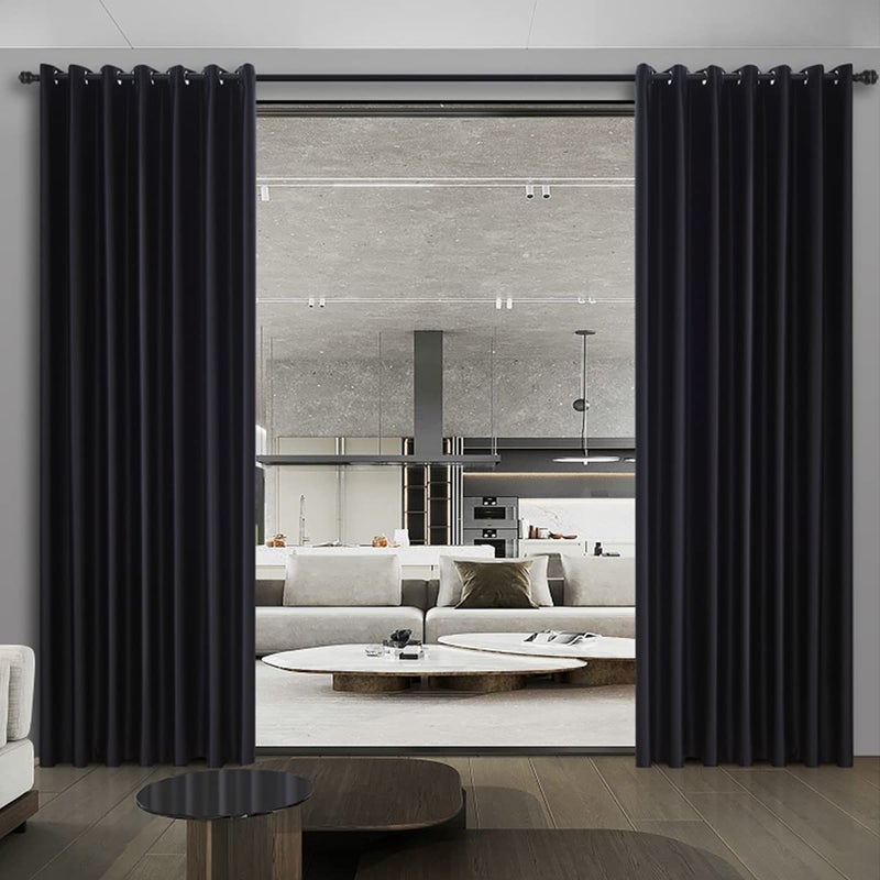 bluCOASTLINE bluCOASTLINE Blackout Room Divider Curtain for Bedroom Privacy Protection Thermal Insulated Extra Wide Space Partition Curtains for Home  Commercial Use 85ft W x 7ft L Black 1 Panel 