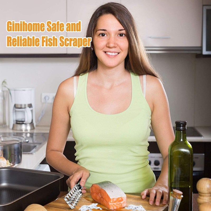 Ncry Fish Scalar Brush, Fish Scalar Remover with Stainless Steel Sawtooth,Ergonomic Handle Design Cleaning Brush Scraper Kitchen Tool (Pack - 2) - Image 4