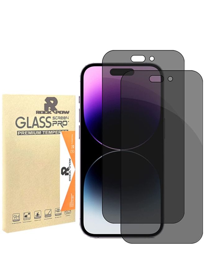Rock Pow Privacy Tempered Glass Screen Protector for iPhone 14 Pro Max , 2 Pack HD Clear Anti Spy Anti Scratch Screen Film Cover High Hardness Anti-Fingerprint Bubble-free Screen Protector Cover - Image 1