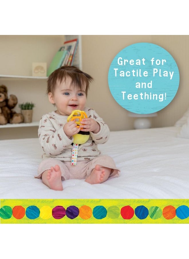 Eric Carle Very Hungry Caterpillar Busy Bee Chime Toy with Silicone Gummi Ogobolli - Makes Sound When Shaken and Great for Teething - Hanging Loop for On The Go