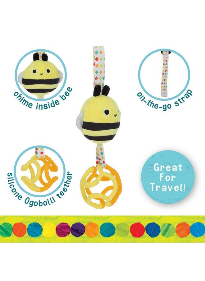 Eric Carle Very Hungry Caterpillar Busy Bee Chime Toy with Silicone Gummi Ogobolli - Makes Sound When Shaken and Great for Teething - Hanging Loop for On The Go