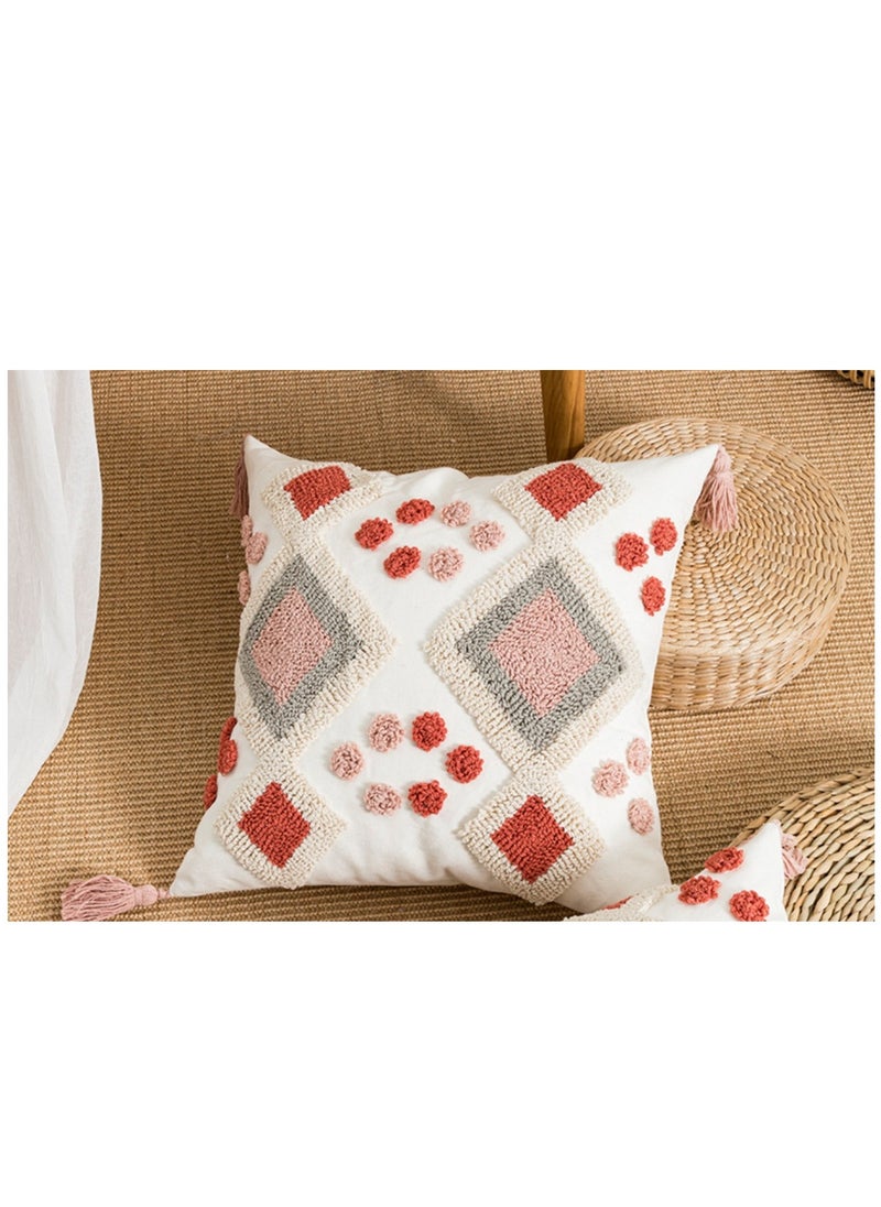 XiuWoo - New Design Boho Style Tufted Geometric Pattern Cushion Cover With Tassels Home Decor Super Soft Woven Tufted Pillow Cases 45*45cm - Image 1