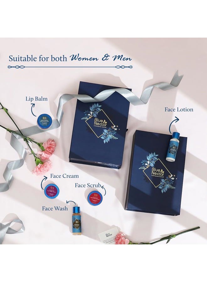 Blue Nectar Beauty Gift Box for Women & Men | Premium Face Care Combo of Face Wash, Cream, Scrub, Lip Balm & Moisturizing Face Lotion | Gift for Birthday & Anniversary | Pack of 5 - Image 3