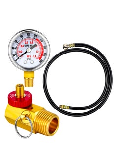Excefore Air Tank Repair Kit Including Safety Valve, with Pressure Gauge and 4 Feet Air Tank Hose Assembly kit for Portable Carry Tank, 0-200 PSI Pressure Gauge  - Image 1