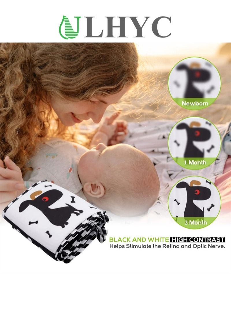 ULHYC - Cloth Books Black and White Images Encourage Infant Development Early Educational Interactive Toys Feel Crinkle Baby Books for Infants Babies Toddlers Kids - Image 1
