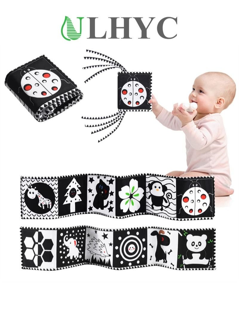 ULHYC - Cloth Books Black and White Images Encourage Infant Development Early Educational Interactive Toys Feel Crinkle Baby Books for Infants Babies Toddlers Kids - Image 1