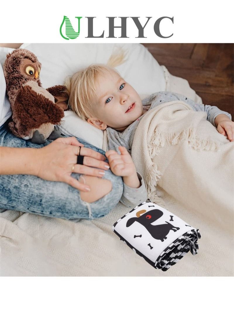 ULHYC - Cloth Books Black and White Images Encourage Infant Development Early Educational Interactive Toys Feel Crinkle Baby Books for Infants Babies Toddlers Kids - Image 1