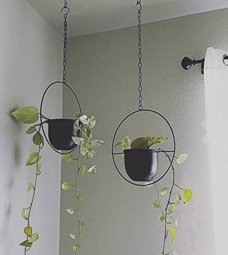 Shineloha 2 Pack Hanging Planters for Indoor Plants with 5.5" Pot + Ceiling Hook + Extender Chain | Hanging Plant Holder, Metal Minimalist Planter, NO Plant incld - Image 3