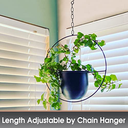 Shineloha 2 Pack Hanging Planters for Indoor Plants with 5.5" Pot + Ceiling Hook + Extender Chain | Hanging Plant Holder, Metal Minimalist Planter, NO Plant incld - Image 2