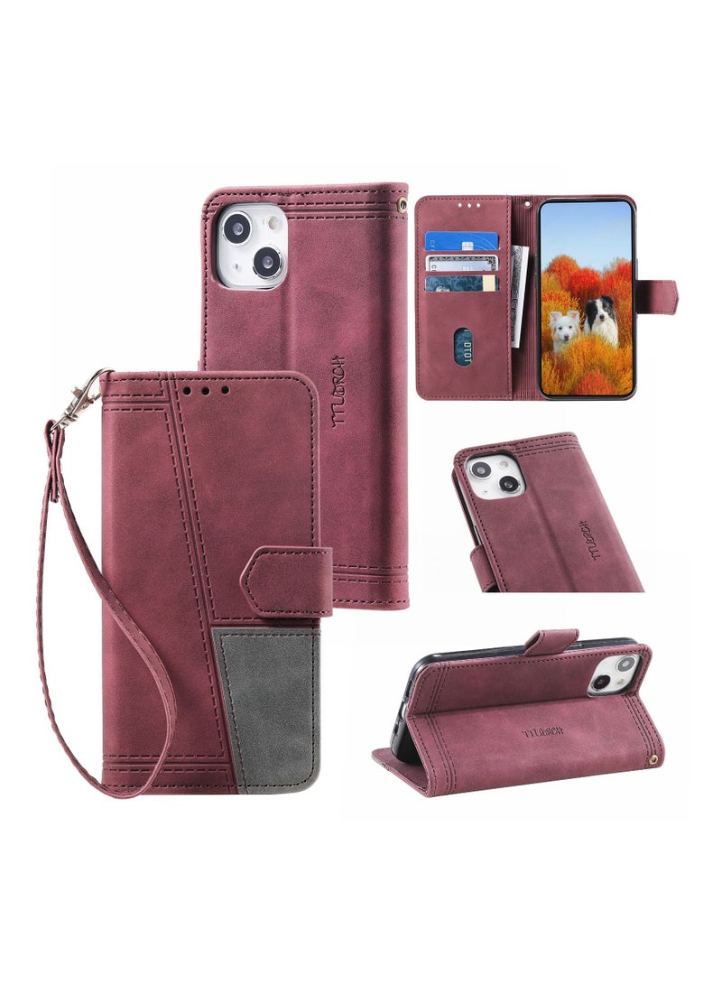 Suteni Splice Flip Cover Leather Hidden Card Slots Phone Case for iPhone - Image 2