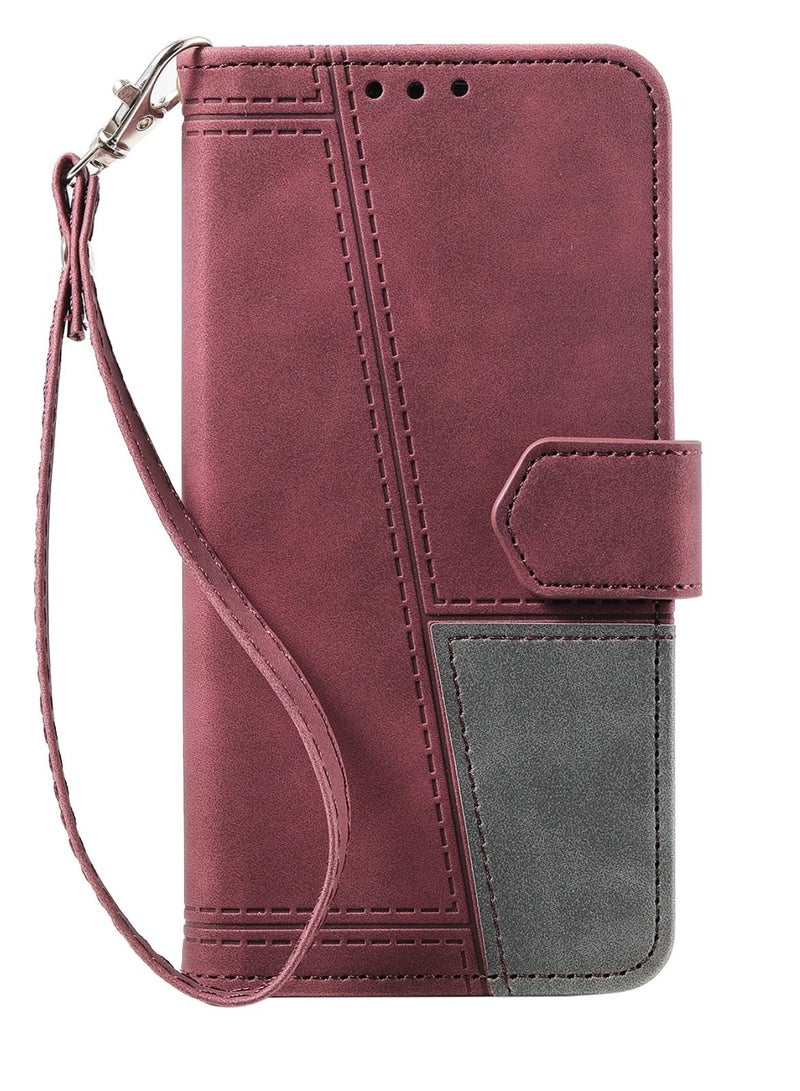 Suteni Splice Flip Cover Leather Hidden Card Slots Phone Case for iPhone - Image 1