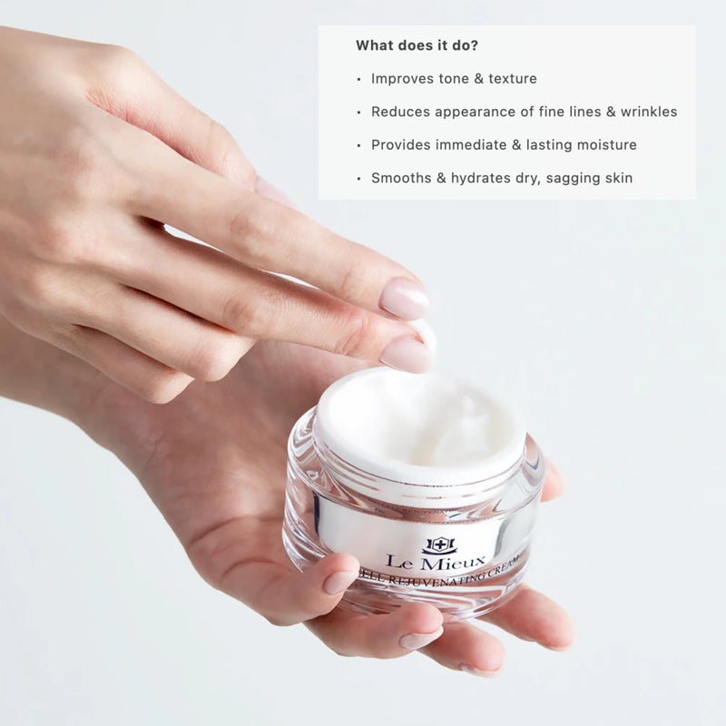 Le Mieux Bio Cell Rejuvenating Cream - Triple Peptide Facial Moisturizer with Hyaluronic Acid, Squalane & Rose Hip, Night & Day Cream for Face & Neck, No Parabens or Sulfates (1.75 oz / 52 ml) - Image 2