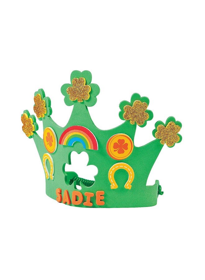 Fun Express Do It Yourself Foam Shamrock Crown Kit - Makes 12 - Crafts for Kids and Fun Home Activities - Image 1