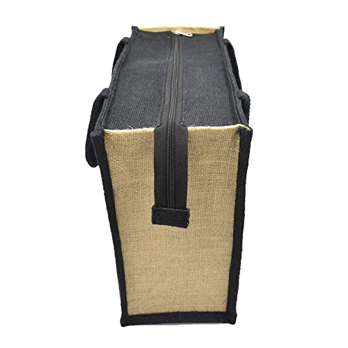 JUTEKA Multicolor spacious Jute Bag with Zipper Closure, Full Size Front Pocket and Large Handles… - Image 3