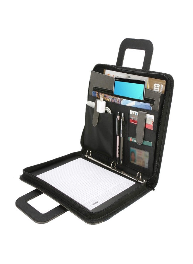 NuVision Zippered Padfolio 3 Ring Binder, Notebook for Work, Business Planner and Organizers, Padfolio with Handle, 8 ½ x 11” Writing Pad, PU Leather Folder, Professional Business Documents Portfolio - Image 2