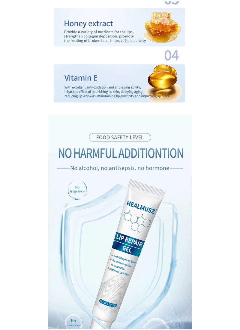 HEALMUSZ - Lip Repair Gel Youthful Lip Replenishes Ultimate Solution for Youthful Lips Fade Lip Lines Deeply Nourishes Moisturizes Lips Exfoliate Repair Cream 20g - Image 1