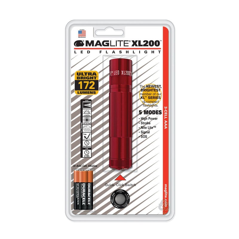 Maglite XL200 LED 3-Cell AAA Flashlight, Red - Image 3