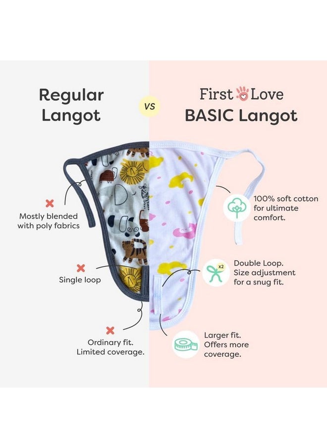 Superbottoms - Basic Langot For New Born Baby Pack Of 6 | 100% Pure Cotton Double Layered Langot | Extra Soft & Breathable Nappy | Fits Babies From Medium To Large | Up To 5 Kg (0-6 Months) - Image 1