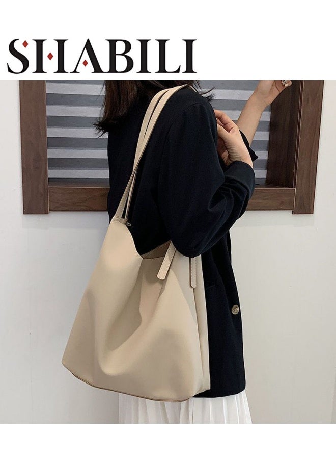 SHABILI Women's Large Capacity Tote Bag, Ladies PU Leather Handbag Shopping Bag Clutch Bag, Daily Commuting Shoulder Bag Side Bag Carry Bag Satchel Bags College Bag for Girls and College Students  - Image 1