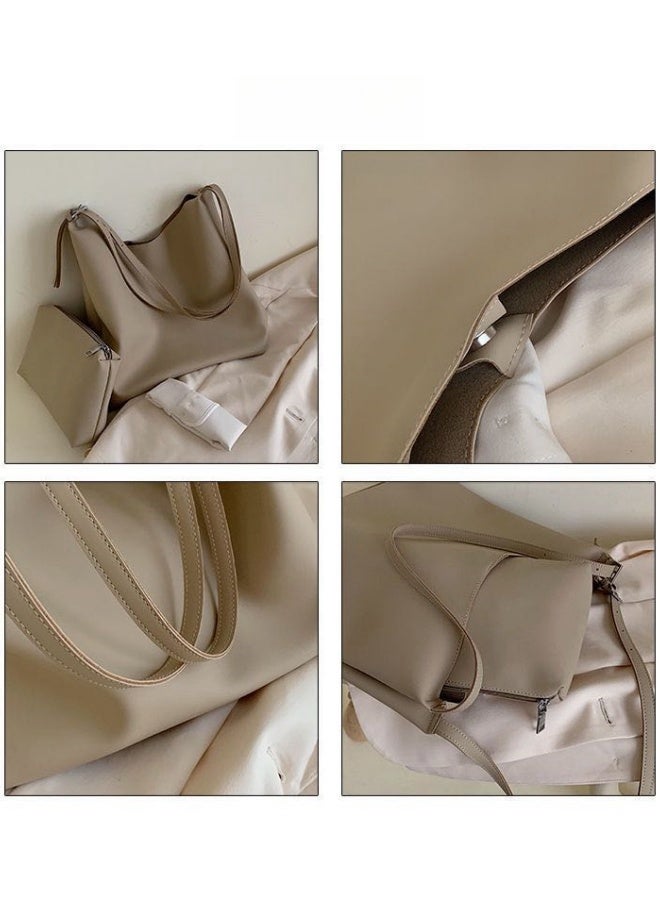 SHABILI Women's Large Capacity Tote Bag, Ladies PU Leather Handbag Shopping Bag Clutch Bag, Daily Commuting Shoulder Bag Side Bag Carry Bag Satchel Bags College Bag for Girls and College Students  - Image 4