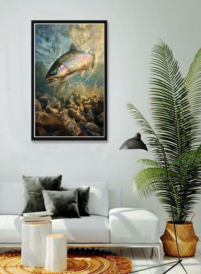 Bimkole Fish Paint by Number for Adults, DIY Oil Painting Kit on Canvas with Paintbrushes and Acrylic Pigment, for Paint by Numbers for Beginner, for Home Wall Decor (16x20Inch) Qm2833 - Image 3