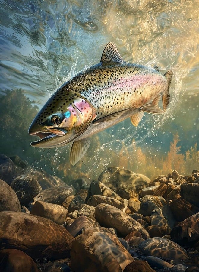 Bimkole Fish Paint by Number for Adults, DIY Oil Painting Kit on Canvas with Paintbrushes and Acrylic Pigment, for Paint by Numbers for Beginner, for Home Wall Decor (16x20Inch) Qm2833 - Image 1