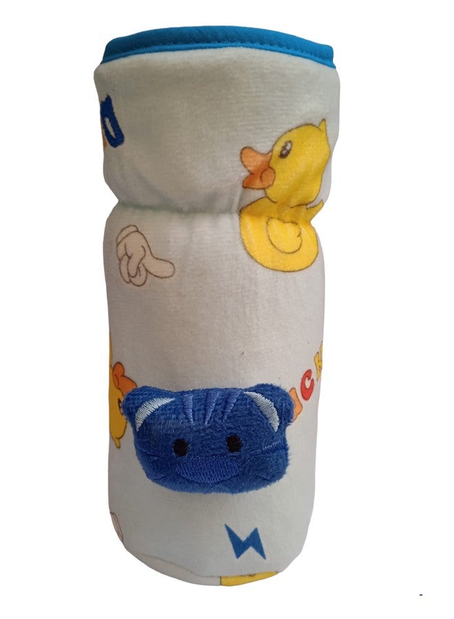Aplam Chaplam for Philips Avent/Broad Neck Feeders Soft Plush Stretchable Baby Feeding Bottle Cover with Easy to Hold Strap | Suitable for 200, 240, 260ml & 330ml (330ML-BLUE) - Image 1