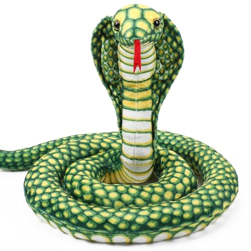 Romart Cobra Snake Stuffed Animal 67inch Large Realistic Cobra Plush Toy Long Giant Lifelike Stuffed Animals Snake Plushie Gifts for Kids Boys Girls Christmas Wild Animals Party DecorGreen - Image 1