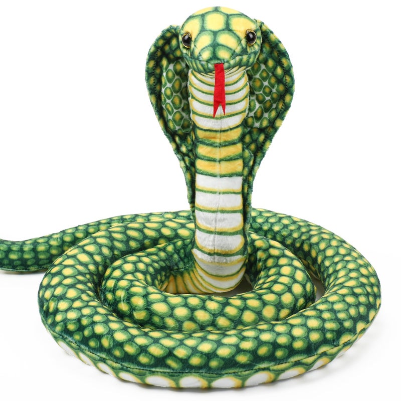 Romart Cobra Snake Stuffed Animal 67inch Large Realistic Cobra Plush Toy Long Giant Lifelike Stuffed Animals Snake Plushie Gifts for Kids Boys Girls Christmas Wild Animals Party DecorGreen - Image 2