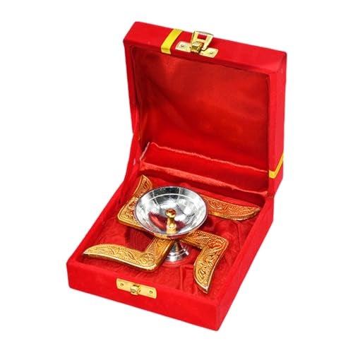 Saugat Traders Diwali Bulk Corporate Gift for Clients - Pack of 3 Swastik Diya with Velvet Gift Box for Employees, Office Staff, Family, Colleagues - New Year Housewarming Spiritual Return Gifts - Image 4