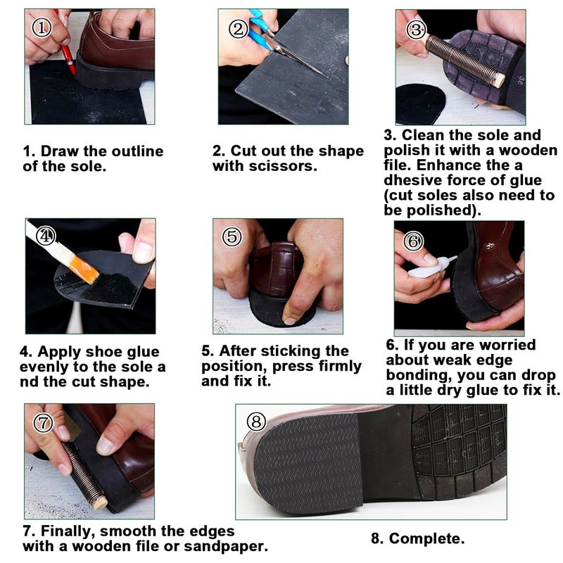 DUTWROY Resistant Sole Sheet Heel Repair Pad Corrugated Rubber Sole Pad Black Shoes Bottom Repairing Material for Women Men Shoes - Image 4