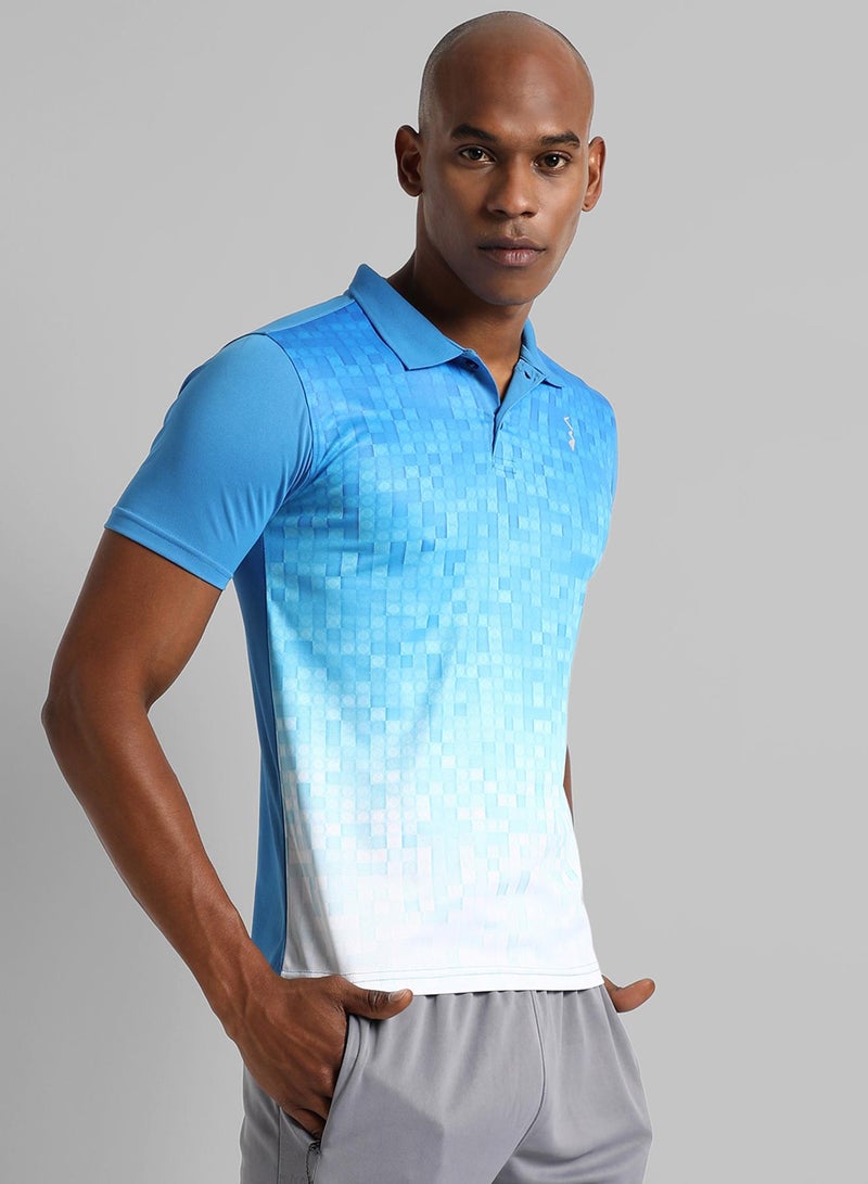 كامبوس سوترا Men's Blue Printed Regular Fit Activewear T-Shirt  - Image 3