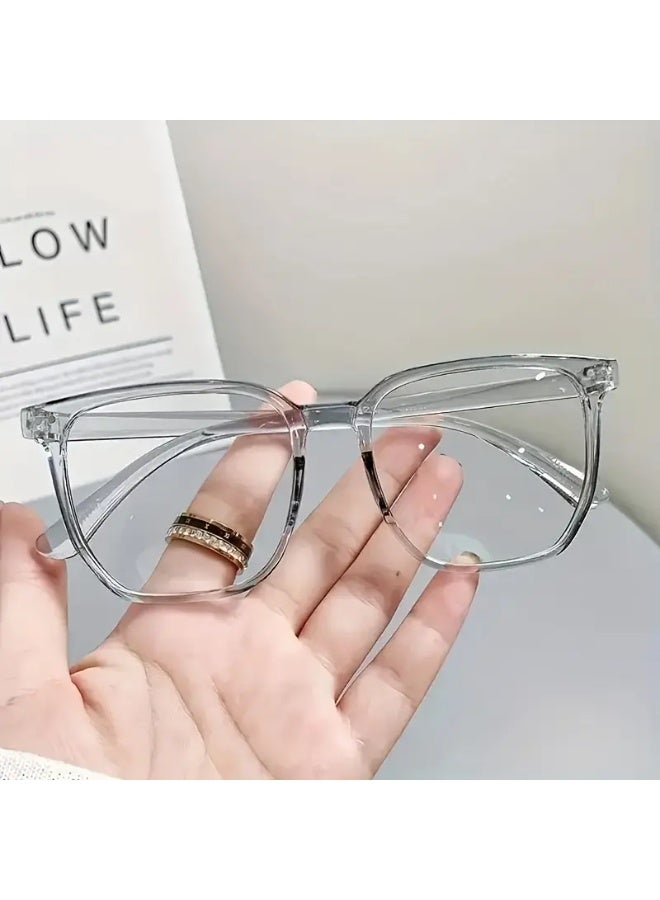 سينت هاوس 3 نظارات عصرية للجنسين، إطار مربع، مناسبة للملابس وألعاب الكمبيوتر ومشاهدة التلفاز، بتصميم عصري للجامعة، إطار أسود شفاف، تصميم مزخرف للوجه (مع حافظة نظارات)، نظارات زرقاء اللون، نظارات طبية - Image 3