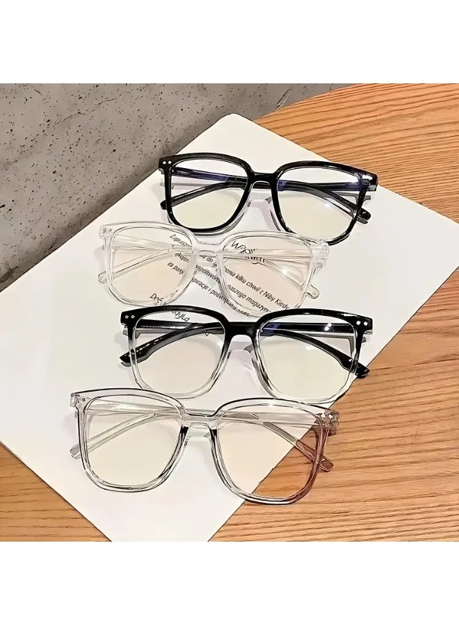 سينت هاوس 3 نظارات عصرية للجنسين، إطار مربع، مناسبة للملابس وألعاب الكمبيوتر ومشاهدة التلفاز، بتصميم عصري للجامعة، إطار أسود شفاف، تصميم مزخرف للوجه (مع حافظة نظارات)، نظارات زرقاء اللون، نظارات طبية - Image 4