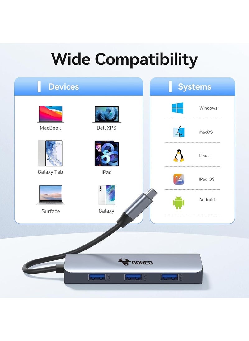GONEO 7 in 1 USB C Hub Multiport Adapter USB C Docking Station with 4K HDMI Port 3 USB Ports SD/TF Card Reader USB C Dongle for Dell/MacBook Pro/MacBook Air/HP XPS/Lenovo Laptops