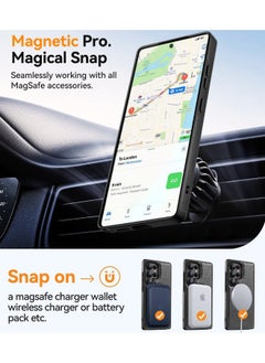 Mikki Magnetic for Samsung Galaxy S25 Ultra Leather Case, Invisible Stand [Compatible with Magsafe] Luxury, Elegant, and Beautiful Design Cover, Non-Slip Vintage Looking Slim Kickstand Phone Cover, Black  - Image 5