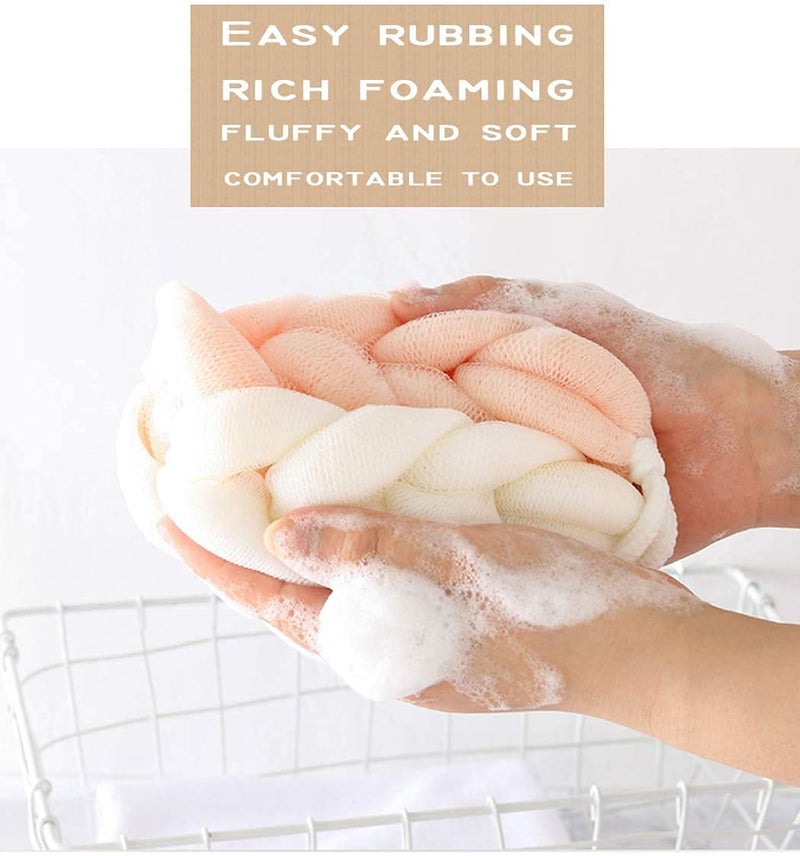 Sun Bird Mesh Long Stretch Back Sponge with Rope Handles Back Scrubber Bath Shower Mesh Sponge Exfoliating Body Scrub Stretch Braided Loofah for Men and Women (4 Packs) - Image 3