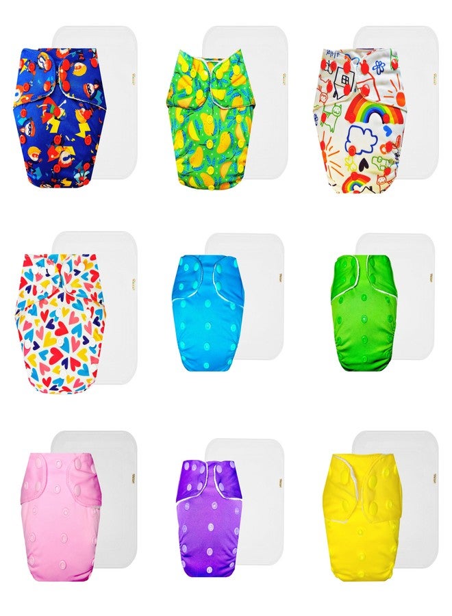 Dumbledo Premium Cloth Diaper with Cotton Insert (Pack of 9) | Dry Feel and Comfortable | Breathable | Travel Friendly | Worry-Free Diapering | 3 Months - 3 Years | Unisex Baby - Image 1