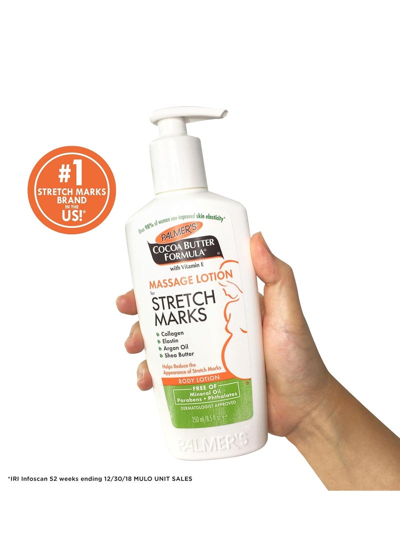 PALMER'S Palmer's Cocoa Butter Formula Massage Lotion For Stretch Marks, Pregnancy Skin Care, Belly Cream with Collagen, Elastin, Argan OIl and Shea Butter, 8.5 Ounces  - Image 2