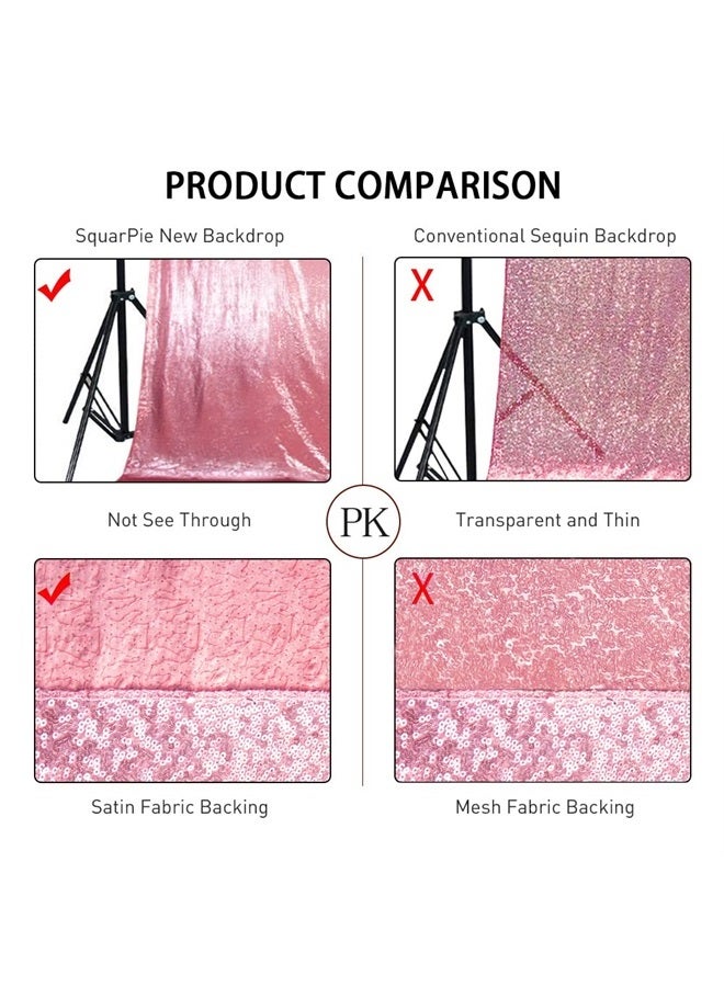 SquarePie Sequin Backdrop Non-Transparent Background Sparkly Curtain for Wedding Party 6FT x 8FT Fuchsia Pink - Image 2