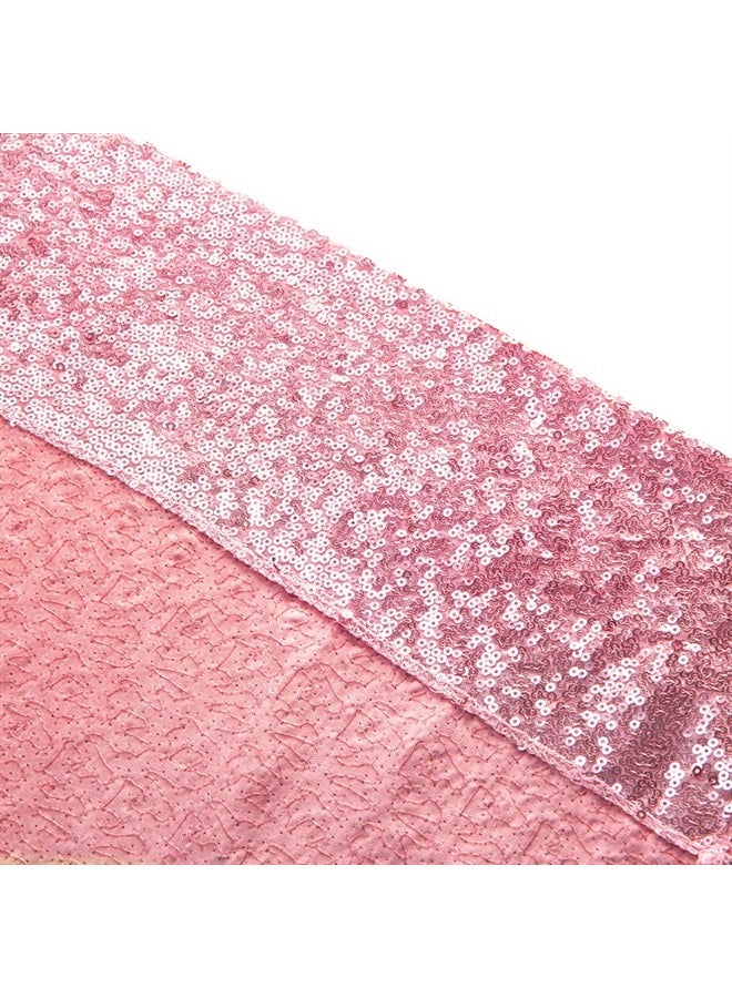 SquarePie Sequin Backdrop Non-Transparent Background Sparkly Curtain for Wedding Party 6FT x 8FT Fuchsia Pink - Image 4