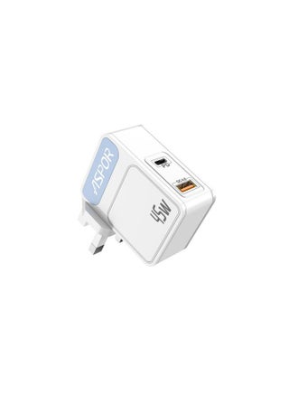 A839 45W PD Charger PDPlusQC Charger EU PIN Type-C to Lightning Cable Support Mobile and Laptop (PD) fast Charging - White - pzsku/ZF3487955509CB623B4EAZ/45/_/1677062511/656481e8-dae2-4420-b4a7-70c2a05355ff