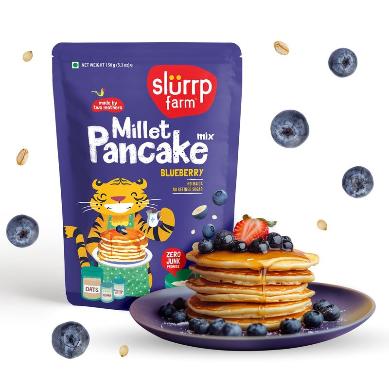 Slurrp Farm Millet Pancake Mix - Blueberry | No Maida or Refined Sugar | Oats, Jowar & Foxtail Millet for Wholesome Mornings | Healthy Kids Breakfast | 5.29 Oz (Pack of 1) - Image 1
