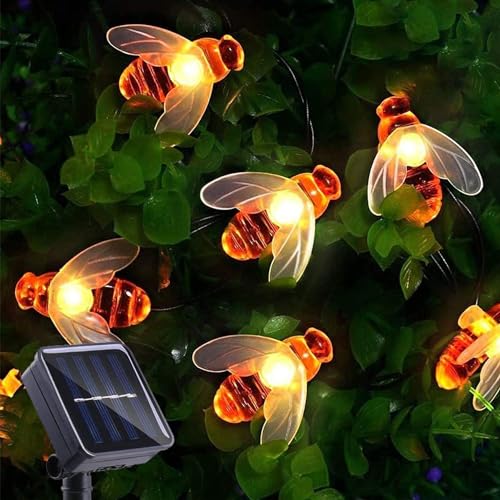 XERGY Solar String Lights Waterproof 30 LED 8 Mode Cute Bee Lights Outdoor Lights Starry Fairy Lights,Wedding Home Gardens Patio Party Christmas Tree Decor(Warm White) - Image 1