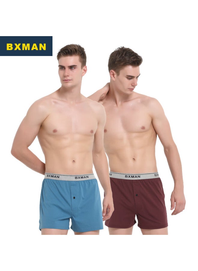 Bxman Pure Cotton Loose Men's Boxer Briefs, Knitted Elastic Aro Pants, Plus Size, 2-pack, Ek0105, 175l - Image 1