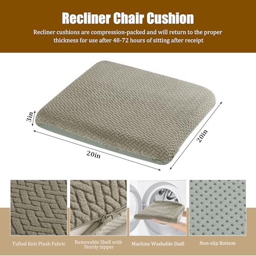 HOMBYS Tufted Furry Recliner Seat Cushion for Elderly Foam Curved Edge Large Square Seat Cushion for Recliner Chair Floor Pillow Office Chair Car No Pressure on ThighsCoffee - Image 3